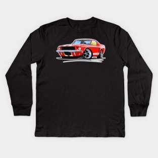 Ford Mustang (67) Red (Stripes) Kids Long Sleeve T-Shirt